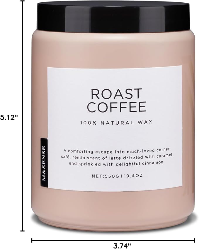 M&SENSE Coffee Scented Candles for Home, 19.4oz Soy Candles Non Toxic, 110 Hours Long Lasting Slow Burn, Home Smelling for Stress Relief Relaxation, Housewarming Gifts for Kitchen & Women Men