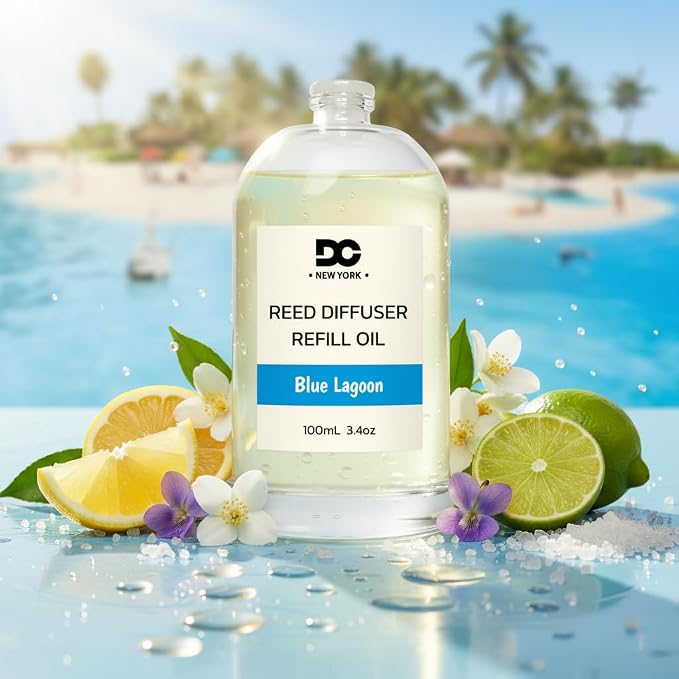 Daniella's Candles Blue Lagoon Reed Diffuser Refill Oil, 3.4oz/100ml, Premium Fragrance Oil, Home Fragrance, Oil for Reed Diffusers, Long Lasting
