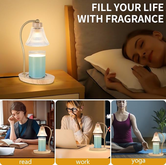 mocosa Candle Warmer Lamp with Timer Dimmer,Electric Wax Warmer for Jar Candles Mom Christmas Birthday Gifts House Warming New Home Bedroom Decor with 2 Bulbs