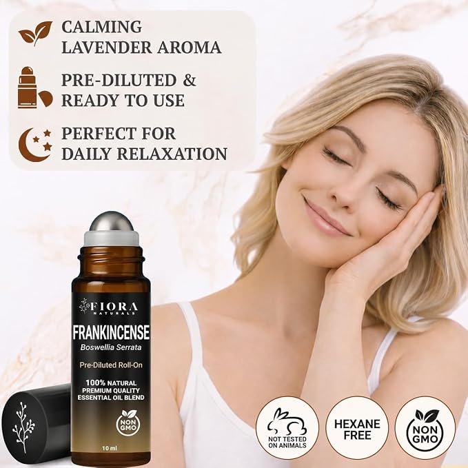 Frankincense Roll On – Pre-Diluted Frankincense Oil Essential Oil for Joints, Muscles & Skin Care, Aromatherapy Roller, Frankincense Roller Ball, Fast Absorbing Formula by Fiora Naturals