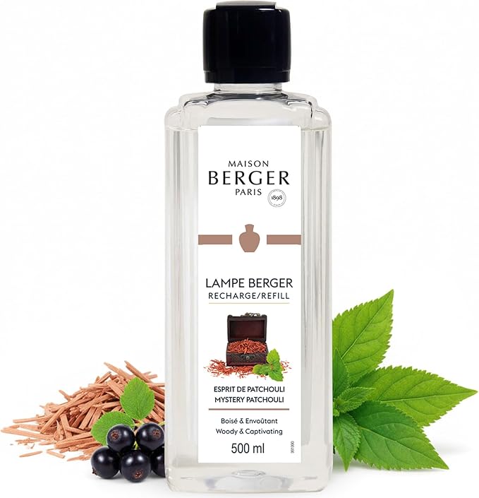 MAISON BERGER Lampe Berger Refill, 500 ml, Mystery Patchouli | Catalytic Lamp Fragrance Refill, Helps Neutralize Odors, ~80 h Fragrance Diffusion, Made in France