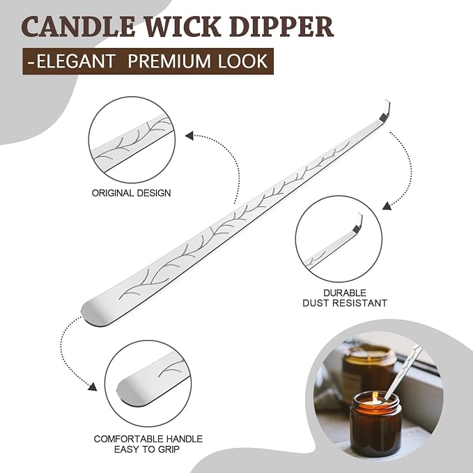 5 in 1 Candle Accessory Set,Candle Wick Trimmer Cutter,Candle Wick Dipper,Candle Wick Snuffer,Rechargeable Candle Lighter,Tweezers,Stainless Steel Candle Care Kit Home Gift for Aromatherapy
