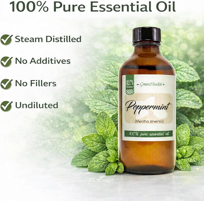 Peppermint Essential Oil - 4 fl oz - 100% Pure Essential Oil - GreenHealth
