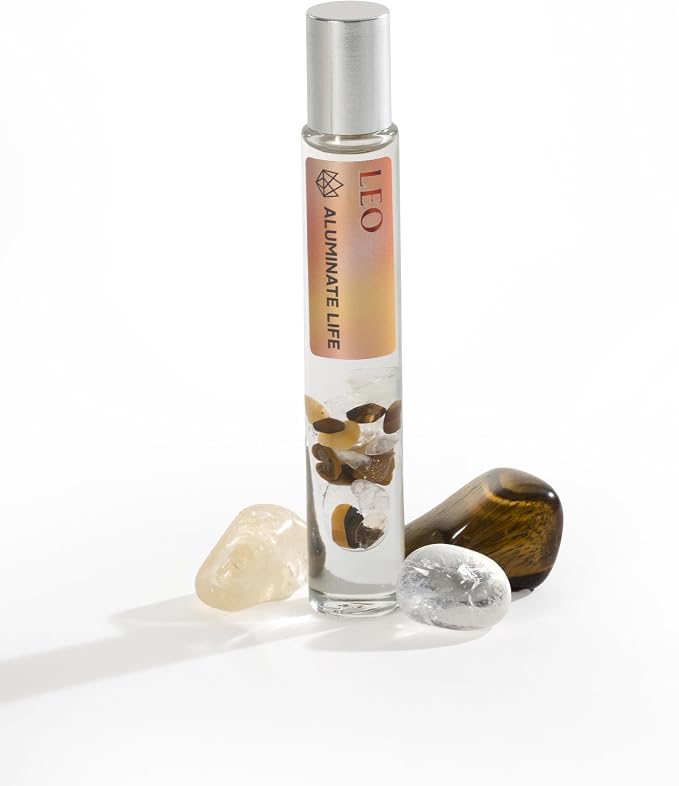 Leo Zodiac Crystal-Infused Essential Oil Rollerball, Aromatherapy Blend - Confidence & Vitality, Premium Astrology Sign Birthday Gift, Natural Therapeutic Roller, 10 mL