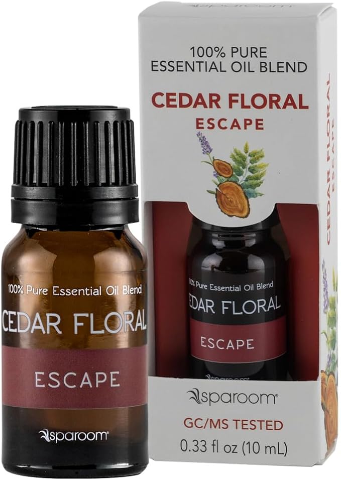 SpaRoom Aromatherapy 100% Pure Undiluted Essential Oil, Escape Cedar Floral Blend, 10 mL