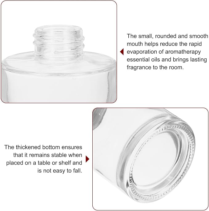 HARFINGTON 150ml/5oz Empty Glass Diffuser Bottle 3.7" x 2.6" Refillable Fragrance Accessories Aromatherapy Jar Container for Replacement Reed Diffuser DIY Home Bathroom Transparent