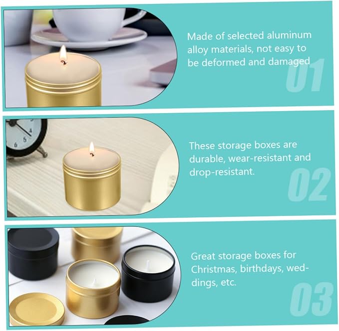 CORHAD 4pcs Aluminum Alloy Candle Jars Lids Scented Candle Holders Portable Travel Storage Containers for Tealight for and Weddings