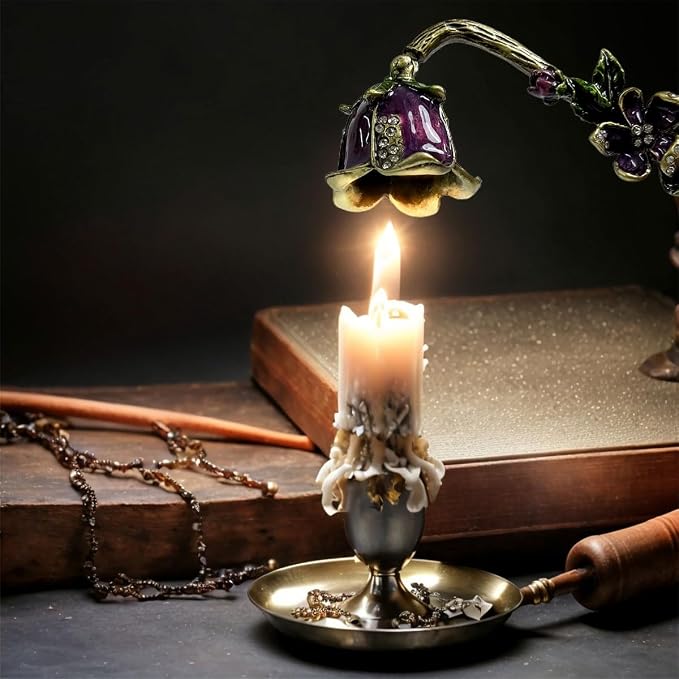 Candle Snuffer Vintage Unique Candle Extinguisher Snuffer with Long Handle Decorative Candle Extinguisher Metal Candle Stopper Candle Accessories Gift (Purple)