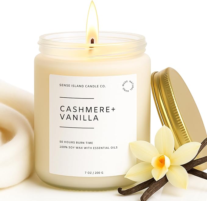 Cashmere Vanilla Scented Candle for Home Scented 50+ Hrs Highly Scented Creamy Vanilla Velvet Cashmere | 100% Natural Soy Candle Gifts for Women Vanilla Candles for Cozy Home