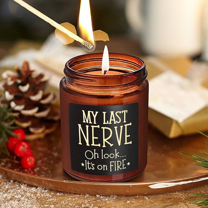 Boss's Last Nerve Candle - Funny Boss Gifts for Women Men - Relaxing Gift for Boss Female, Boss Lady - Fun Bosses Day, Birthday, Thank You for Coworker Nurse Friend - Natural Soy Wax Candle