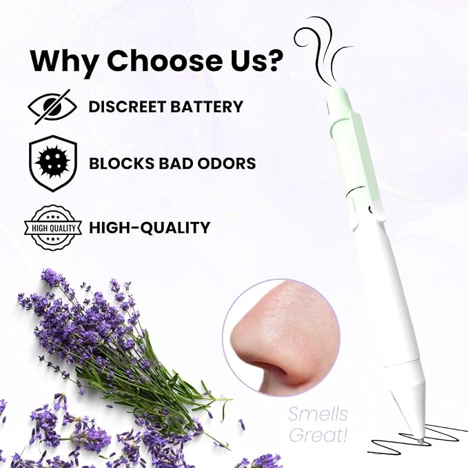 Aromatherapy Writing Pen Battery with Real Ink Tip and Hidden Diffuser Port, Soft Touch Ballpoint for Note Taking, Signature, and On-The-Go Relaxation, Rechargeable Wellness Gift for Office (Glow)