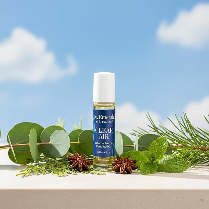 Dr. Emerald Clear Air Essential Oil Aromatherapy Blend Roll On - Fresh Botanical Oil with Eucalyptus, Peppermint & Pine - Pre Diluted Aromatherapy Roll On (10 ml / 0.33 oz, Clear Air)