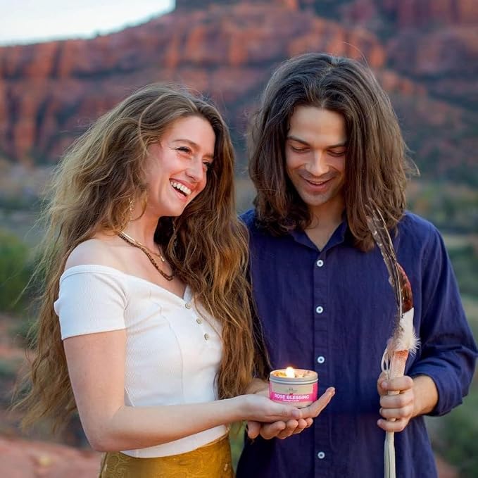 Rose Smudge Candle (6oz) Love and Healing – Energy Cleansing Candle - Real Sage & Essential Oils – Spiritual for Protection, Meditation & Manifestation – Soy-Based - Made in The USA