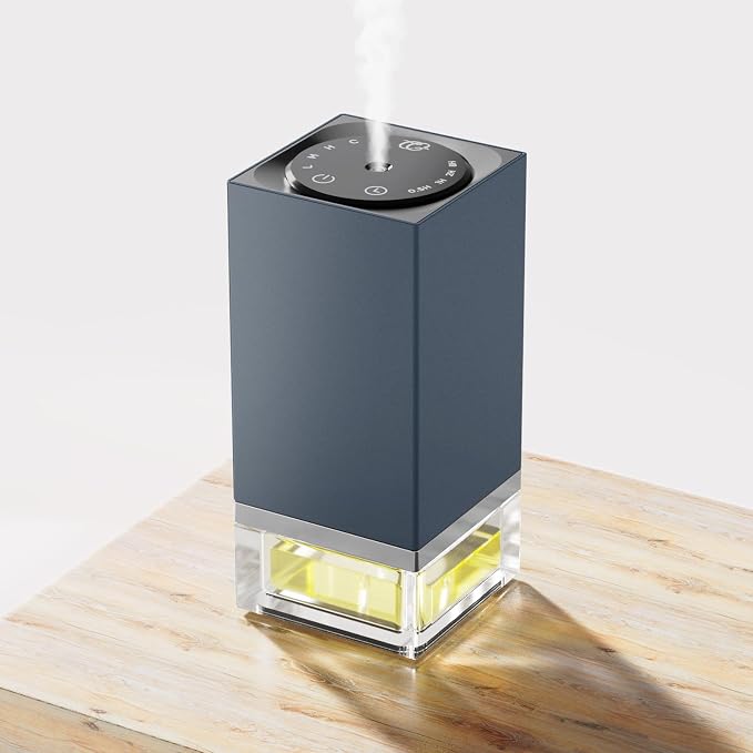 Waterless Diffuser for Essential Oils – 50ml Capacity Nebulizer Aromatherapy Diffuser, Battery Operated Mini Scent Air Machine with 4 Mist Settings Timers for Home,Cars,Office(C01 Blue)