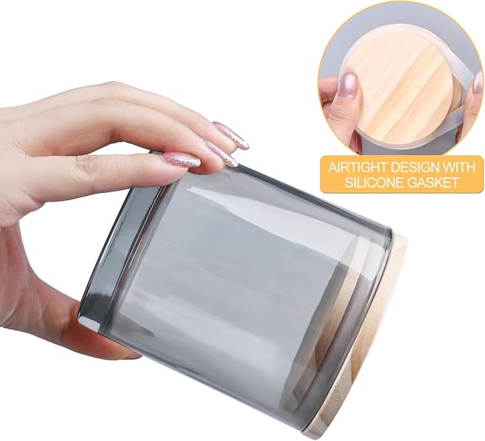 SHOWIN 10 OZ Thick Candle Jars for Making Candles 15 Pcs, Empty Jars with Wood Lids for Candle Making, Sample Container, Grey