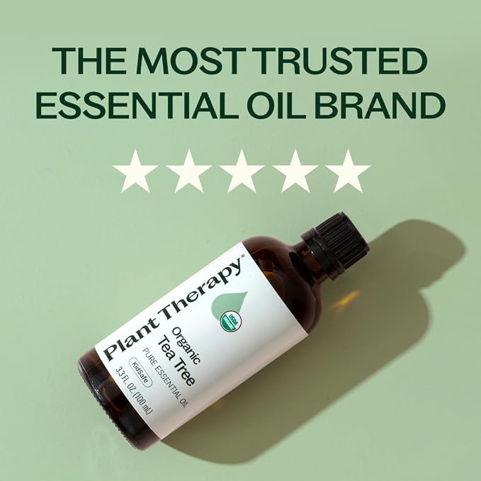 Plant Therapy Organic Tea Tree Oil (Melaleuca) 100% Pure, USDA Certified Organic, Undiluted, Natural Aromatherapy, Therapeutic Grade 100 mL (3.3 oz)