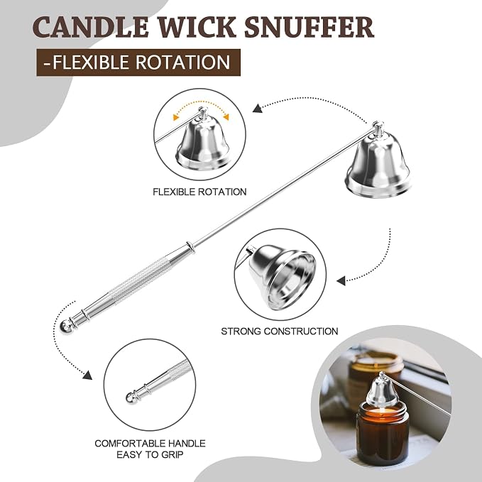 5 in 1 Candle Accessory Set,Candle Wick Trimmer Cutter,Candle Wick Dipper,Candle Wick Snuffer,Rechargeable Candle Lighter,Tweezers,Stainless Steel Candle Care Kit Home Gift for Aromatherapy