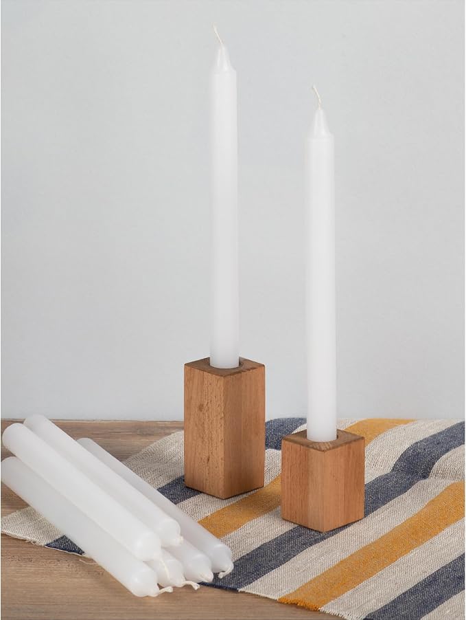 CANDWAX White Taper Candles Pack of 4 - Slow Burning Dripless Unscented Straight Candles 10 inch - Ideal for Dinner Table - Smokeless Long Candlesticks