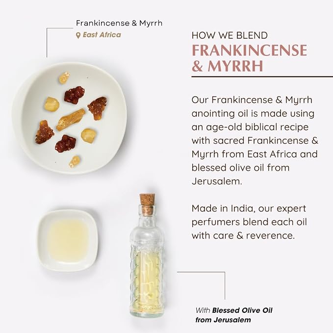 Frankincense & Myrrh Anointing Oil 9ml (0.3 fl oz.) | Blessings from The Holy Lands | Blessed from Jerusalem with Biblical Spices | Christian Gifts | Holy Oil for Prayer and Protection
