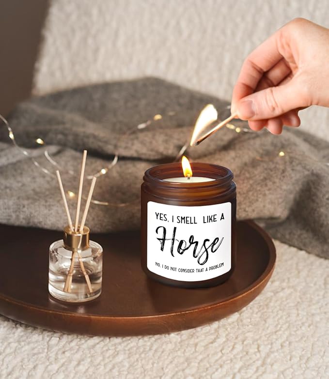 Horse Candle - Cedar Scented,Equestrian Gift for Horse Lovers,8 oz