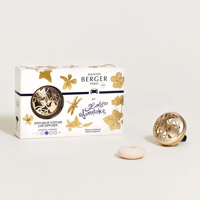 MAISON BERGER Car Diffuser Set, Lolita Lempicka Satin | Star Anise Violet Caramel Notes, Refillable Vent Clip, 4-Week Passive Diffusion