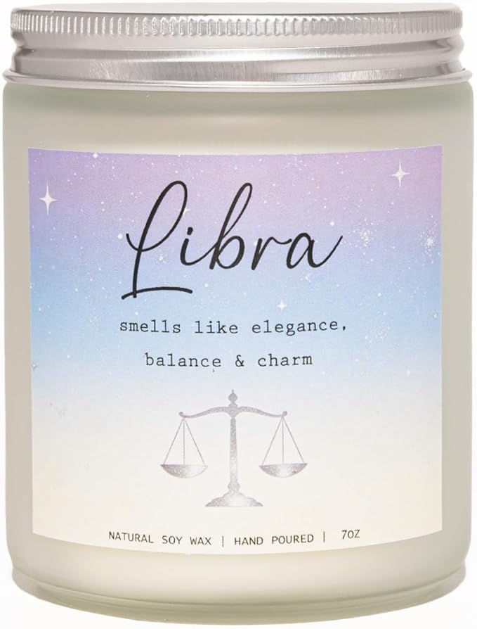 Libra Candle, Libra Gifts for Women, Elegant Balance for Home & Heart, Perfect Presents for Birthday - Lavender & Eucalyptus Soy Wax Scented Candle, 7OZ