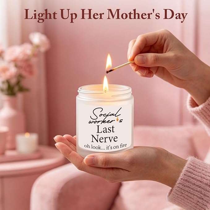 Social Worker Gift Novelty Lavender Scented Soy Candle Gift Co Worker Work Office Leaving Going Away Birthday Gifts for Women Female Social Worker Friends Coworkers Employees