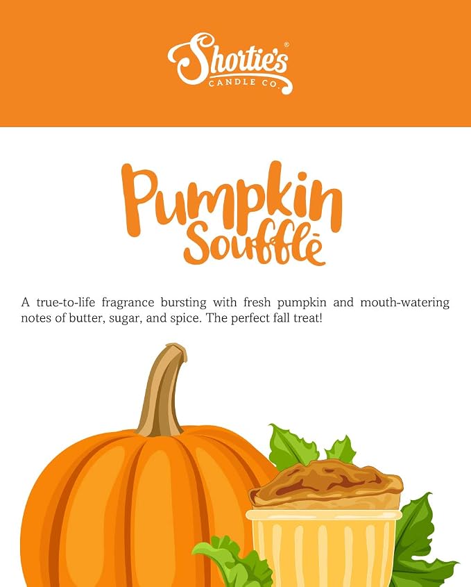 Shortie's Candle Company Pumpkin Souffle Premium Wax Melts - 3 Oz., Strong & Long Lasting, Non-Toxic - Made with Essential & Natural Oils - Formula 117