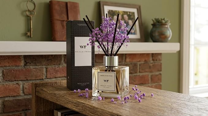WEALD TRIBE Lavender & Cedar Scent Reed Diffuser Set for Bathroom Decor Air Fresheners, Oil Diffuser Stick | 5.1 fl oz Home Fragrance with Sticks Defusers | House Bedroom Office Shelf Decor