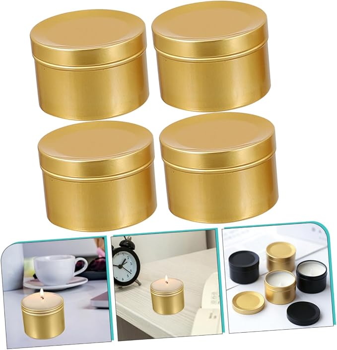CORHAD 4pcs Aluminum Alloy Candle Jars Lids Scented Candle Holders Portable Travel Storage Containers for Tealight for and Weddings