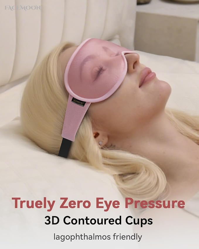 Weighted Blackout Sleep Mask for Women, 3D Contoured Zero Eye Pressure, Lash-Friendly Deep Eye Cups, Adjustable Slide Buckle Strap, Night Shift Nurse Essentials for Day Sleep & College Dorm Naps(Pink)