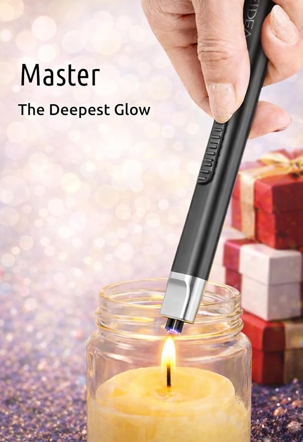 REIDEA Lighters 2 Pack R1 Flat Electronic Candle Lighter, Windproof Flameless USB Rechargeable Arc Lighter with Safe Button and Power Indicator for Candle, BBQ and Fireworks, White