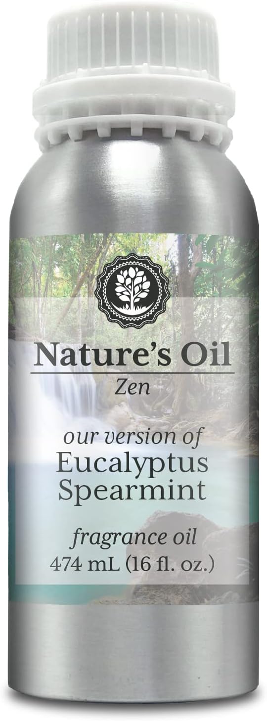 Eucalyptus Spearmint Fragrance Oil for Perfume, Cologne, Diffusers, Soap Making, Candle Making, Lotion, Home Scents, Linen Spray, Bath Bombs, Slime (16 Fl Oz)