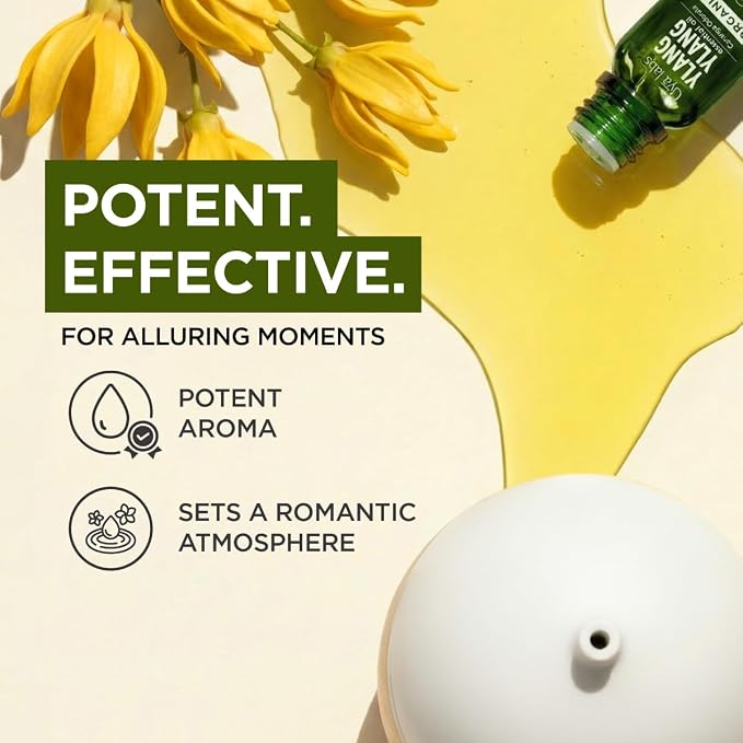 Gya Labs USDA Certified Organic Ylang Ylang Essential Oil - for Skin, Hair, Diffuser, Aromatherapy, DIY Candle Making Scents - 0.34 Fl Oz