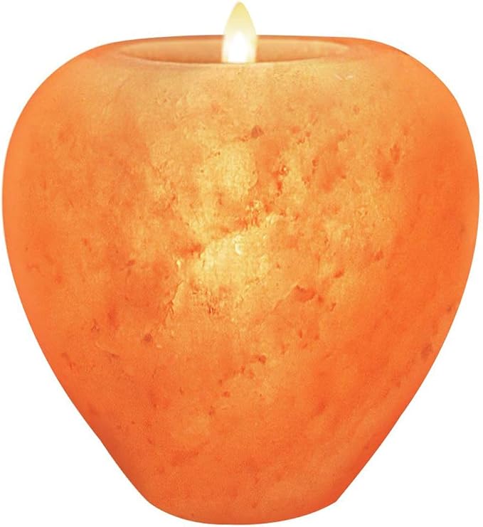 Himalayan Glow Apple Style Natural Pink Salt Tealight Candle Holder,100% Pure Crystal Salt Candle Lamp | Night Light & Decorative Light, Choice