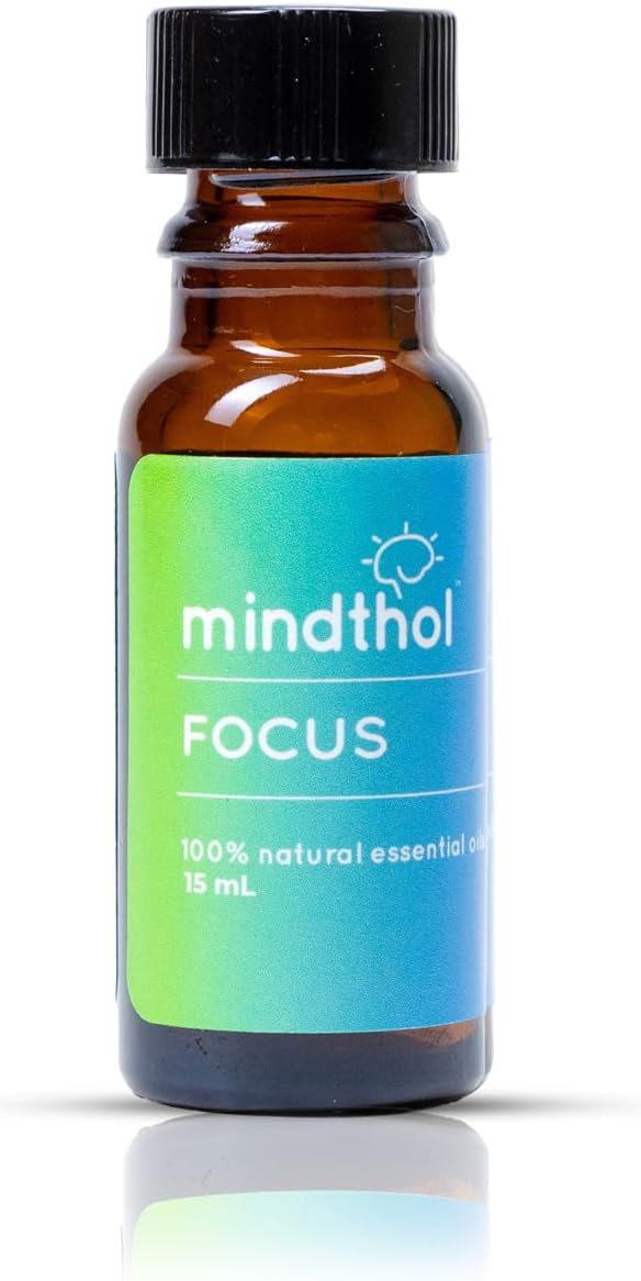 Focus Essential Oil 15ml - 100% Pure Blend for Mental Clarity, Concentration & Alertness - Peppermint, Lemon, Rosemary & Frankincense