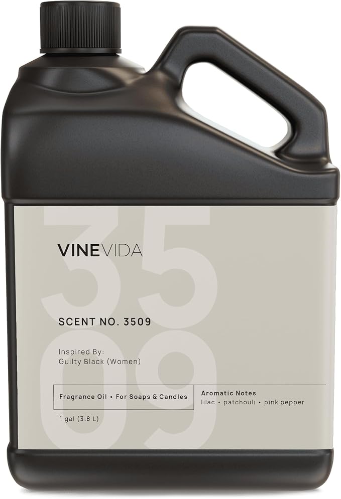 VINEVIDA Scent NO. 3509 Fragrance Oil - 1 Gallon (8lbs) - Inspired by: Guilty Black (Women) Fragrance Oil for Candle Making - Made in USA Candle Scents Scents for Soap Making