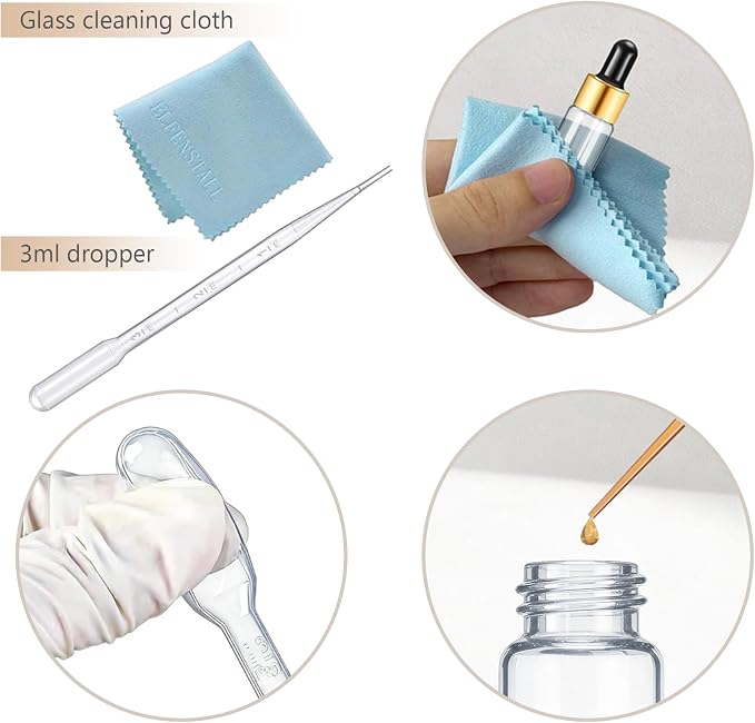 Elfenstall- 10Pcs 5ml 1/6 oz Glass Dropper Bottles Small Empty Bottle Liquid Containers Clear Mini Sample Vials for Perfume Essential Oils Cosmetic Aromatherapy Lab and Travel