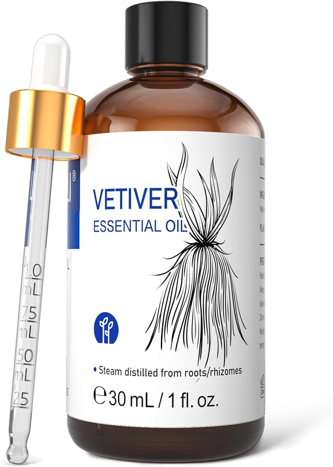HIQILI 1 Fl Oz Vetiver Essential Oil, for Skin, Candle Making - 30ml
