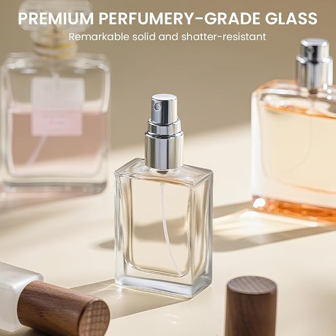 Perfume Atomizer, Glass Perfume Container,Travel Bottle Refillable, Empty Portable Leakproof Frangrance Spray Bottle (Walnut 10pcs 15ml/0.5oz)