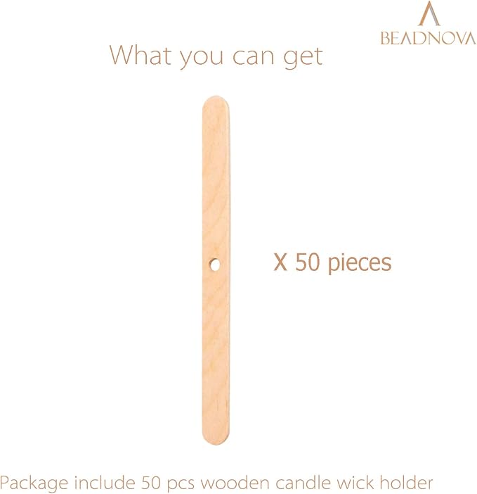 BEADNOVA Candle Wick Holders for Candle Making Wooden Wick Holder 50 pcs Centering Device Bar for DIY Making