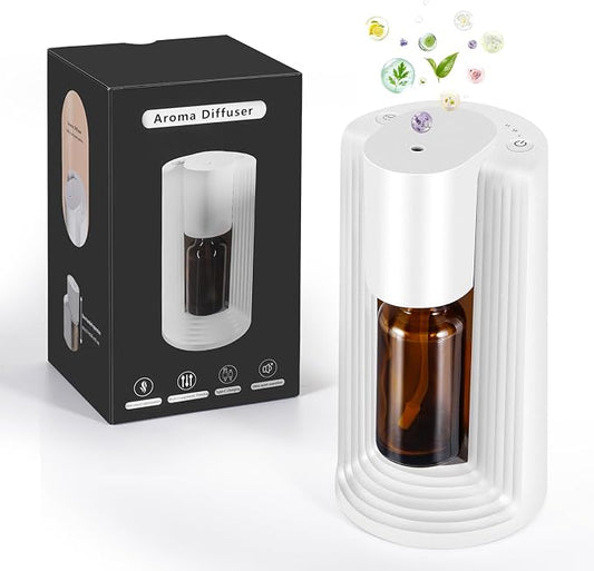 LAMA Waterless Essential Oil Diffuser, Portable Small Mini Scent Air Machine, Quiet Leak-Proof Home Fragrance Aroma Diffuser, USB Air Freshener with 1/2/3H Auto-Off Mode, 3 Mist Levels, White