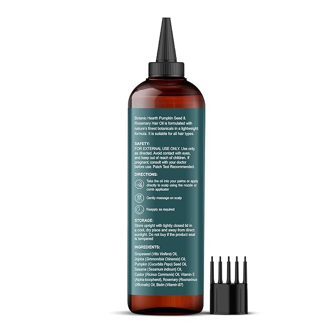 Botanic Hearth 100% Pure Pumpkin Rosemary Oil For Hair Growth & Hair Treatment Oils 6.7 Fl oz | Infused with coconut Oil | Hair Oil Repairs Dry Damaged Hair, Strengthening, Healthier | All Hair Types