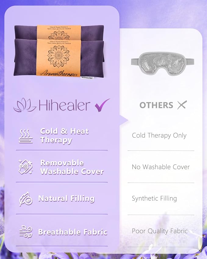 Relaxation Gifts for Women, Weighted Eye Mask for Sleeping, Yoga, Spa, Meditation, Lavender Eye Pillow Heated for Headache, Sinus & Dry Eyes Relief, Moist Heat Mask, Birthday Gifts for Mom (Purple)