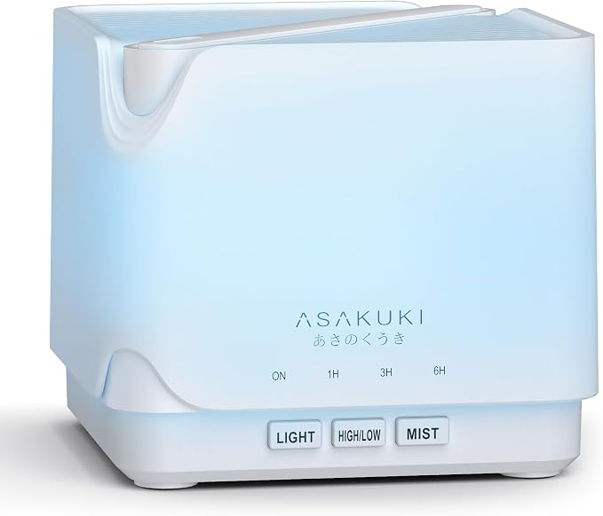 ASAKUKI Essential Oil Diffuser for Home, Large 700 ml Humidifier with Automatic Shut-Off, Quiet Aromatherapy Diffuser with 7 LED Lights for Living Room, Kitchen, Bedroom, Hotel - Pure White
