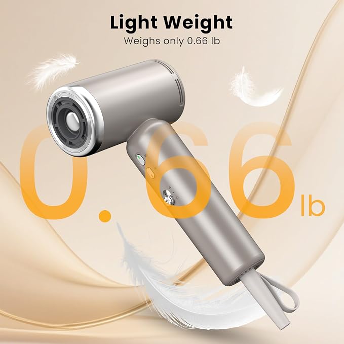 JIGGL High-Speed Dual-Voltage Mini Travel Hair Dryer with Magnetic Diffuser | As Small as a Phone,Negative Ionic,100-240V,Lightweight,Quiet,,European Plug Adapter,Curly Hair,International Travellers