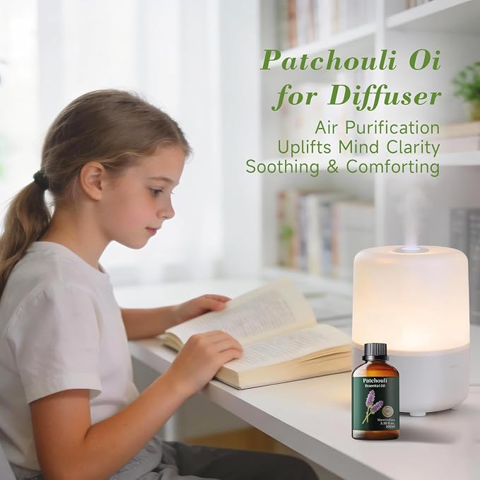 Patchouli Essential Oil, Pure Mumianhua Natural Aged Earthy Aroma for Outdoor Protective Barrier & Shield, DIY Spray, Diffuser, Skin, Hair, Soap Making – 3.38 Fl Oz