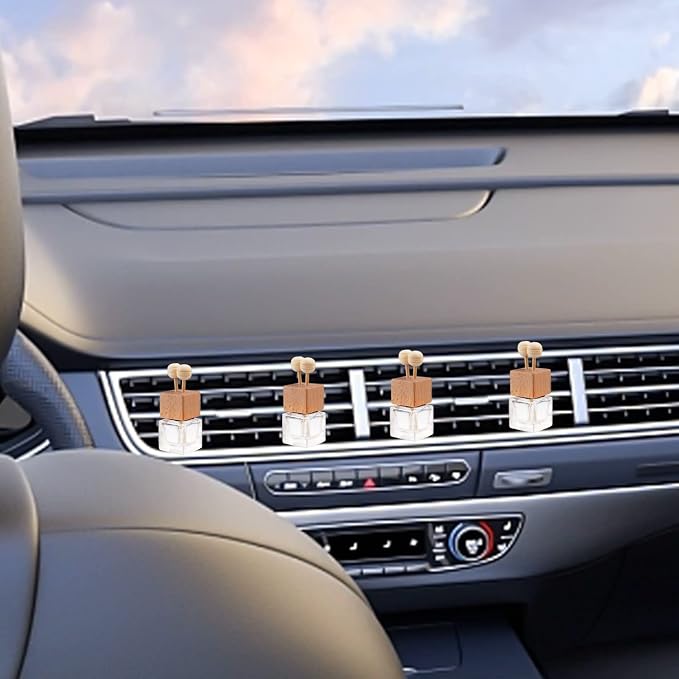 12 Pack Empty Car Air Freshener Perfume Clip Glass Essential Oil Diffuser Bottle Aromatherapy Fragrance Diffuser Vent Outlet Ornament Decor