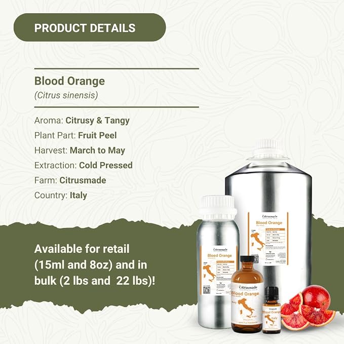 Blood Orange Essential Oil - Direct from Citrusmade in Sicily - Pure Essential Oil for Diffusers and Aromatherapy - Natural Citrus Scent | 100% Pure Therapeutic Grade - 2lbs