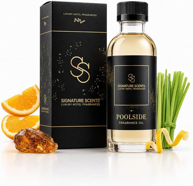 Signature Scents - Luxury Hotel Fragrances - Hotel Fragrance Oil - Diffuser Oil Blends for Aromatherapy (Poolside) 4.05 Fl Oz (120ml)